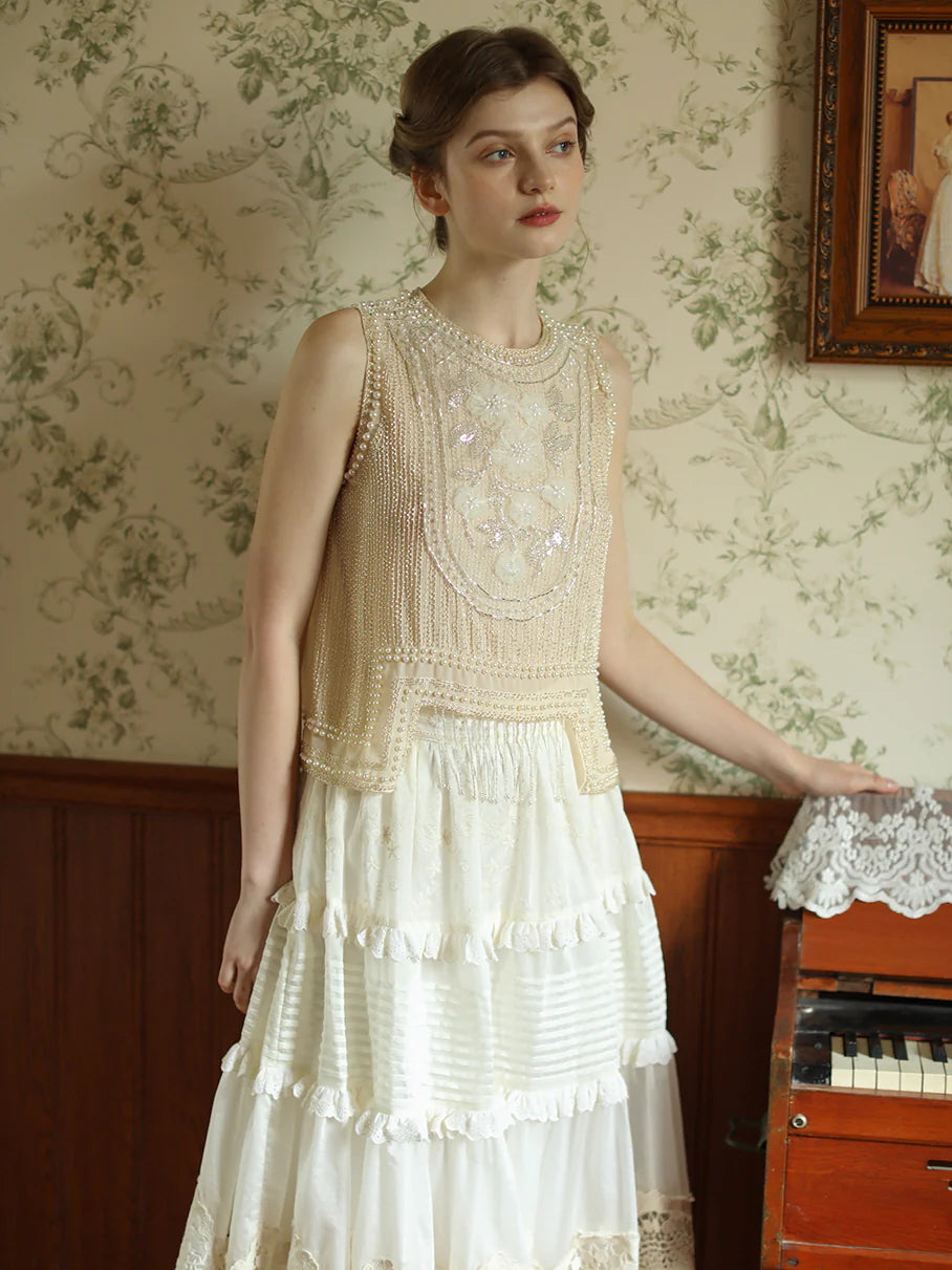 Olivia's Retro Flower Elegance Top