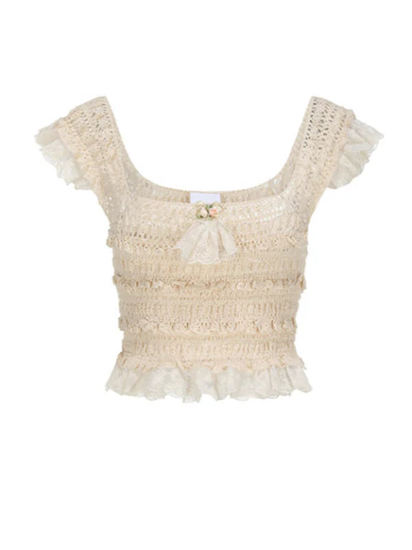 Vintage Charm Cotton Frill Top