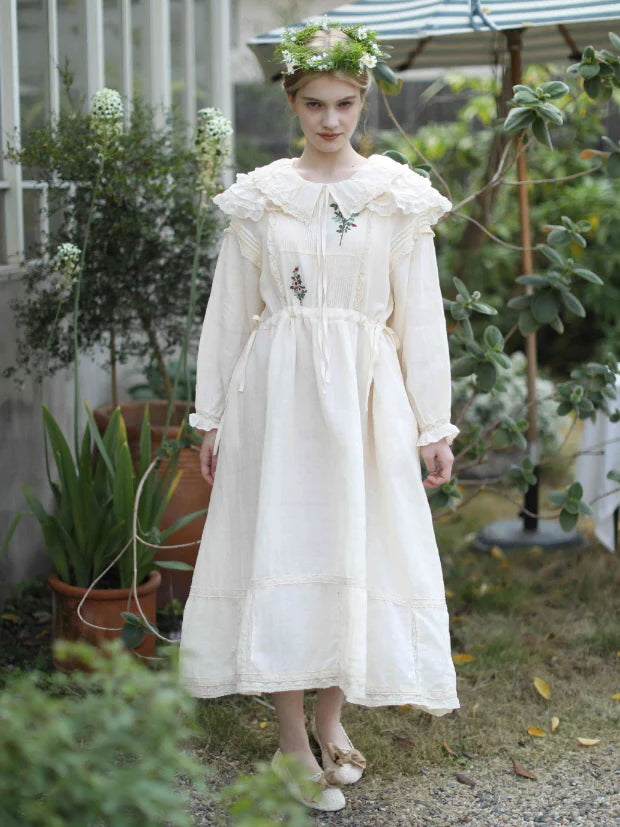 Mori Garden Embroidered Linen Dress