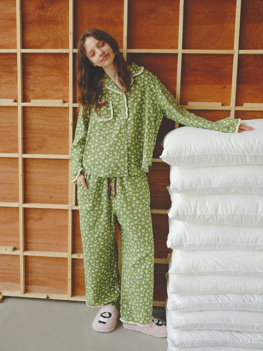 Green Meadow Lace Pajama Set