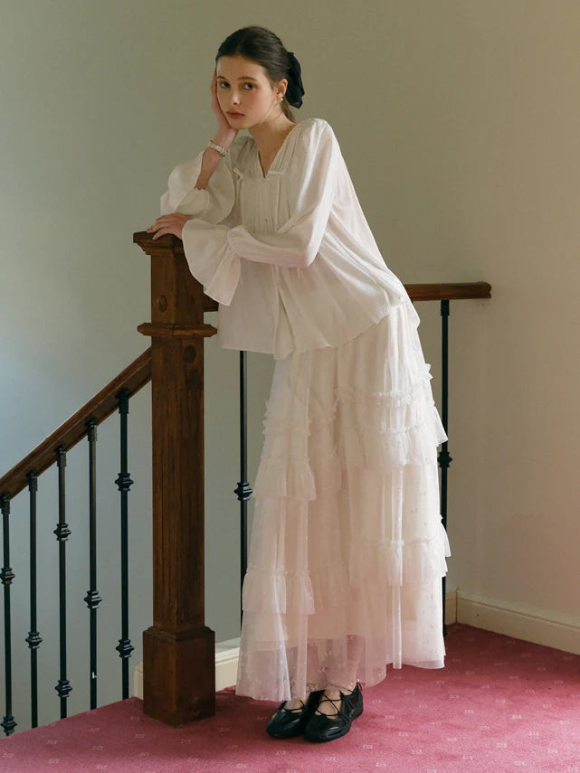 Ethereal Layered White Tulle Skirt