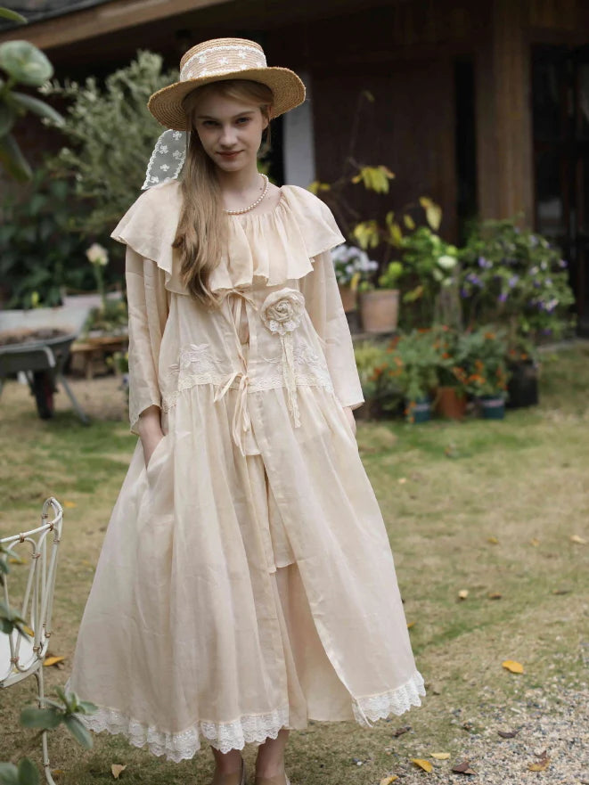 Cottage Bloom Embroidered Cotton Slip Dress