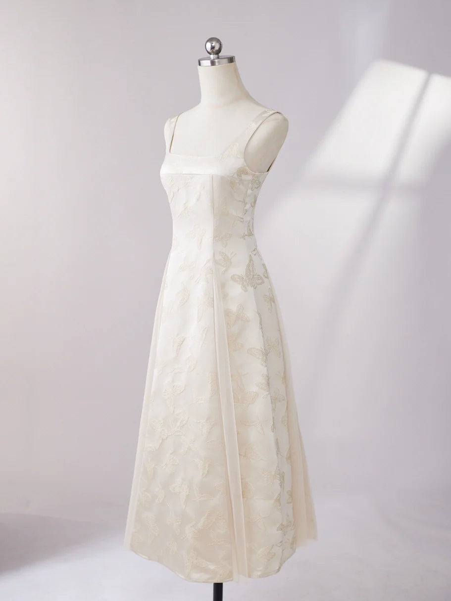 Ethereal Butterfly Embroidered Jacquard Dress