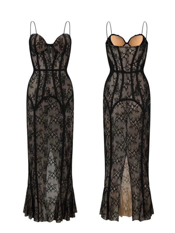 lacemadeMidnight Lace Illusion Dress