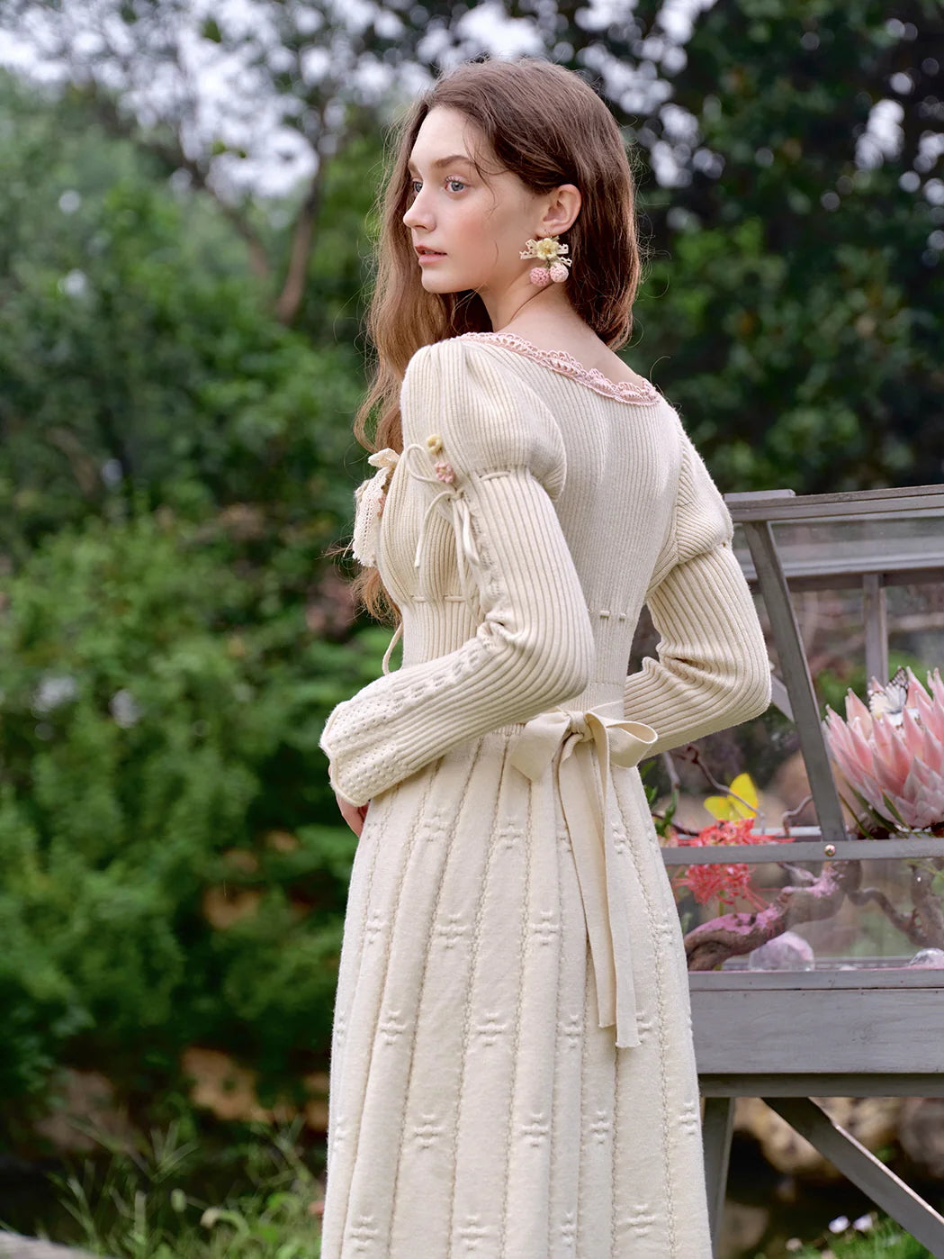 Enchanted Garden Lace-Trim Knitted Dress