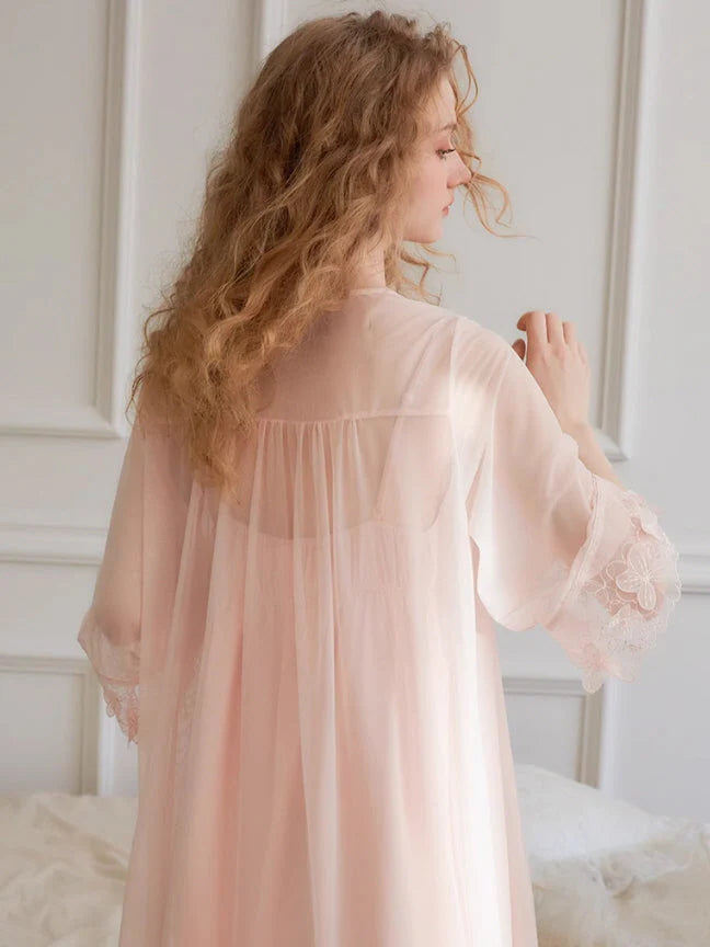 Blush Lace Fantasy Nightgown Set