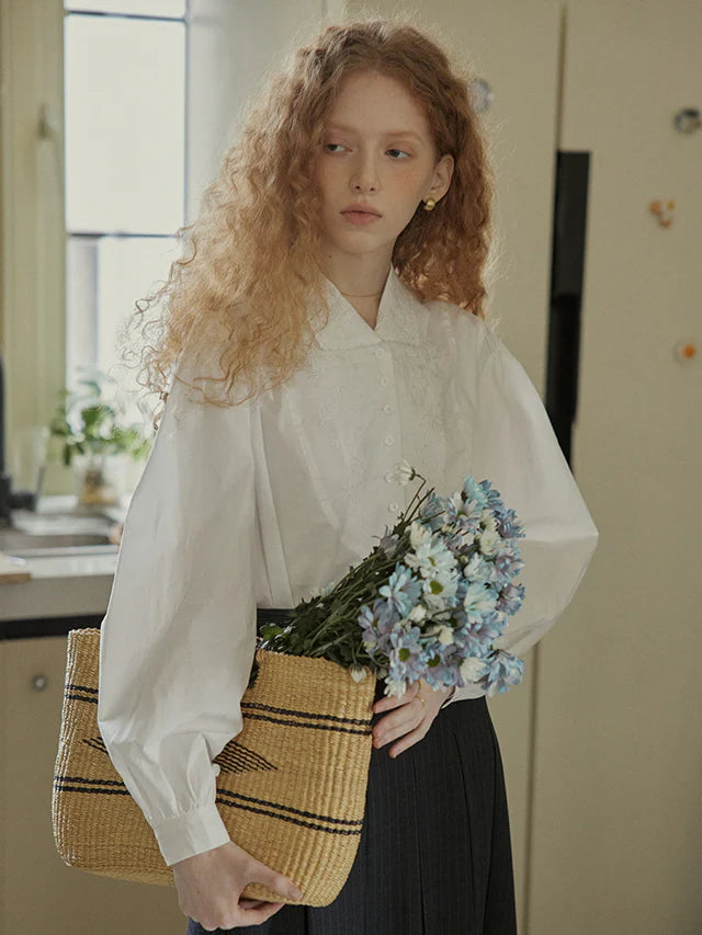 Embroidered Victorian Cotton Blouse