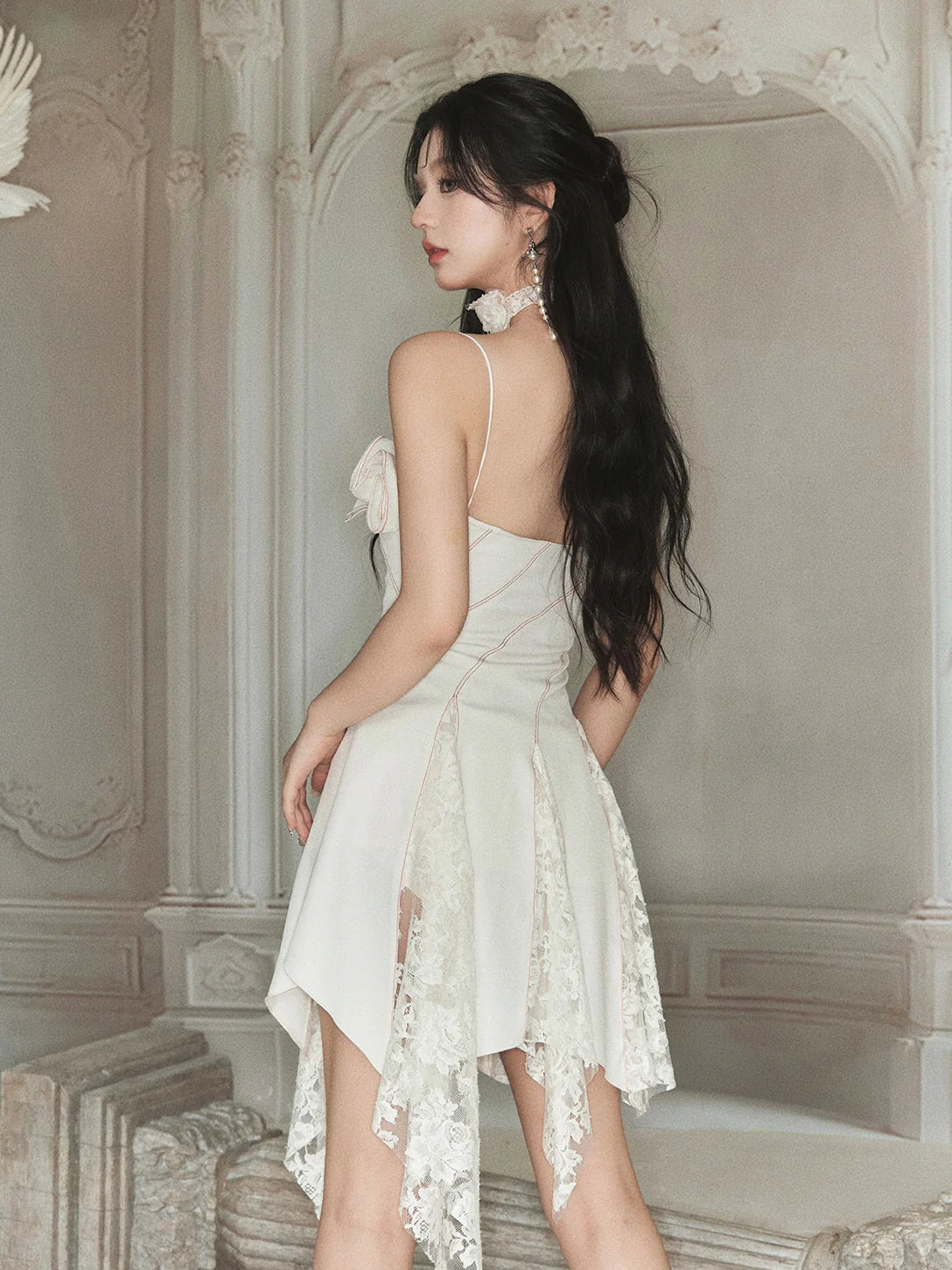 Rosette Lace Hem Dress