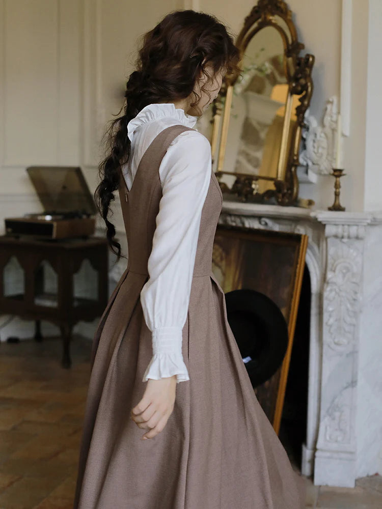 Retro Brown Layered Dress