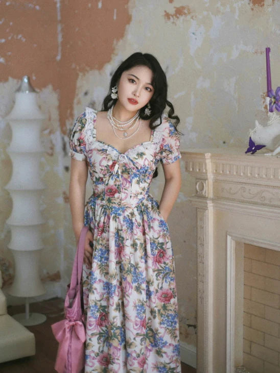 Romantic Vintage Garden Floral Dress