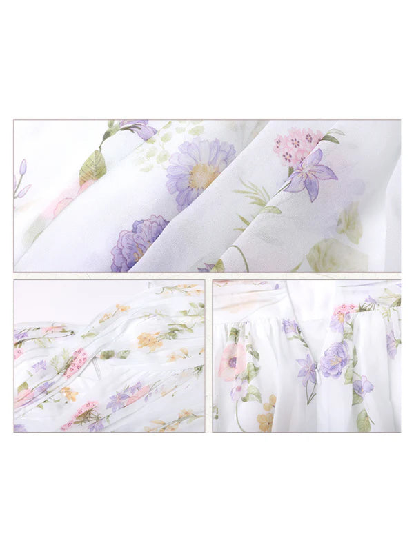 Enchanted Bloom Draped Chiffon Dress