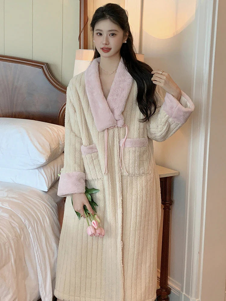Plush Velvet Winter Shawl Robe