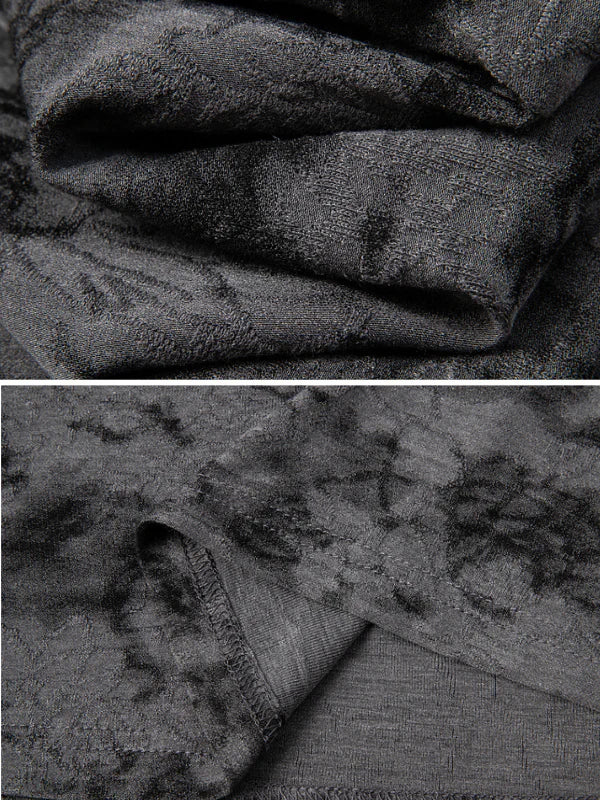 Smoky Marble Flow Dress with Scarf Accent