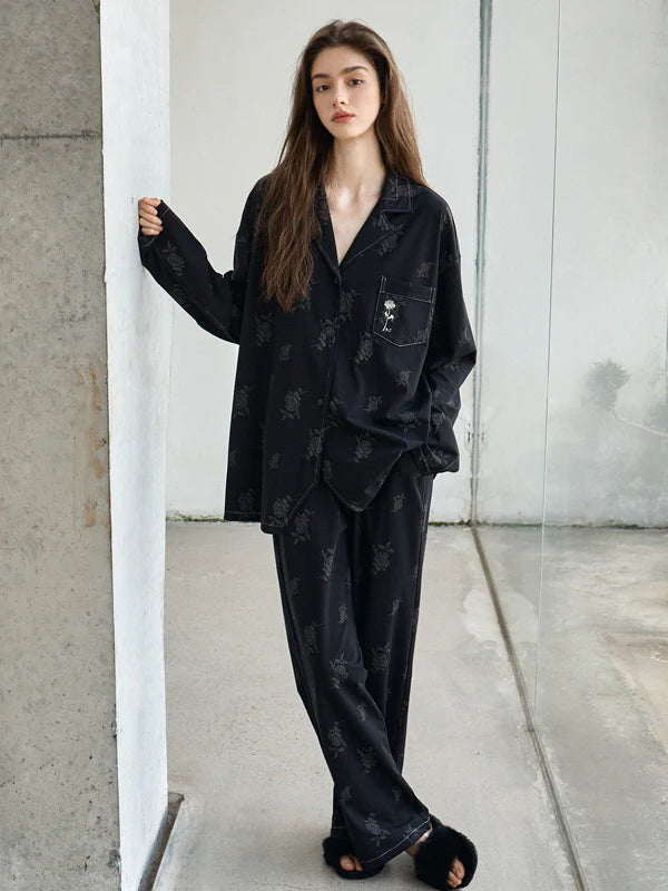 Black Rose Vintage Pajama Set