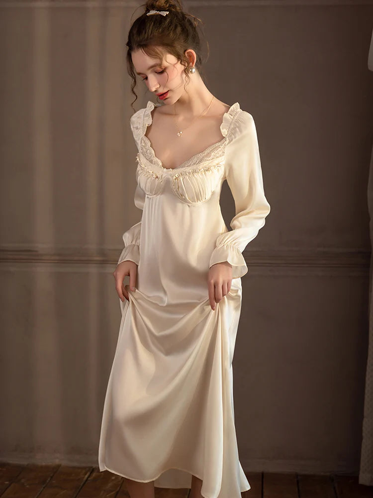 Silk Elegance Lace-Trimmed Nightgown