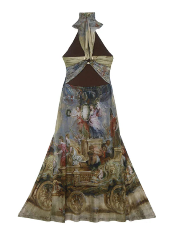 Baroque Allegory Halter Maxi Dress