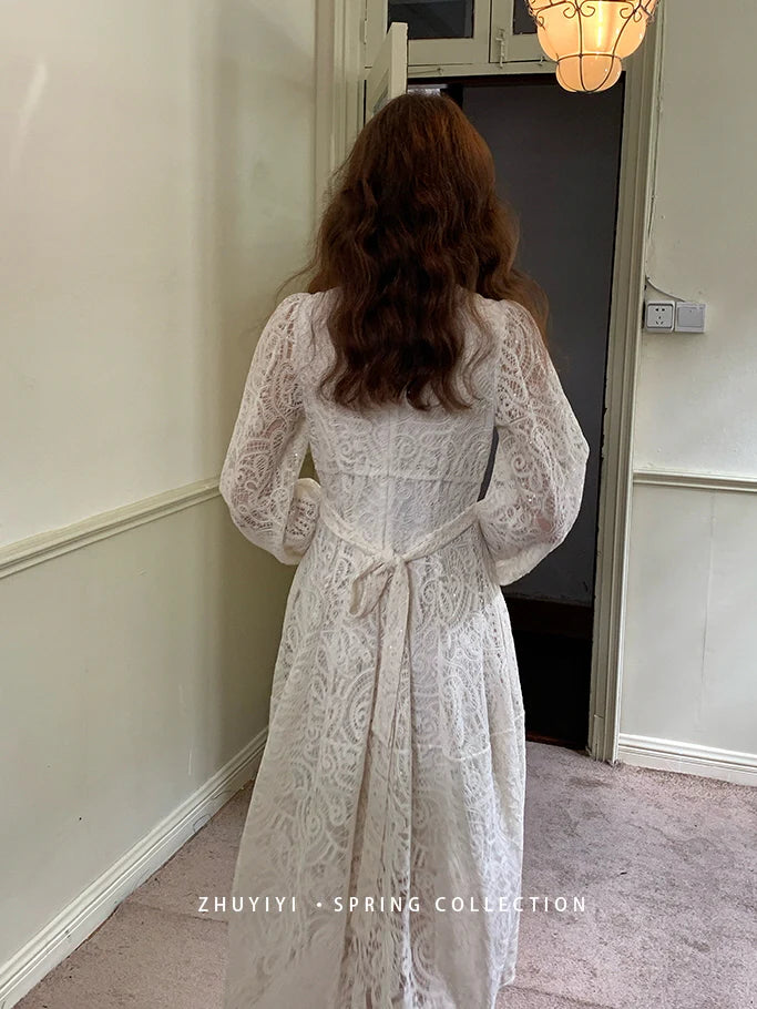 Vintage White Lace Elegance Dress
