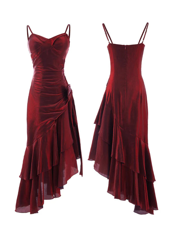 Crimson Elegance Mermaid Bow Dress