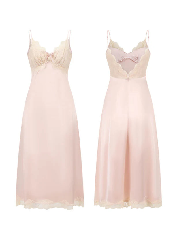 Lace-Trimmed Robe and Lace Slip Dress