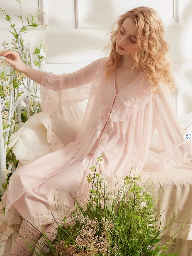 Blush Lace Fantasy Nightgown Set