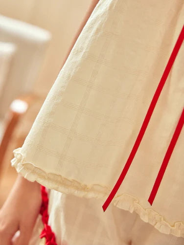 Cream Ruffle Camisole Set