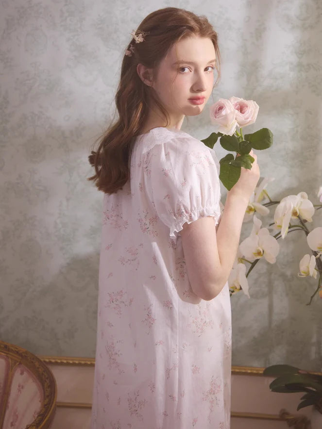 Romantic Lace-Trimmed Cotton Nightgown