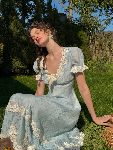 Romantic Blue Garden Bloom Dress