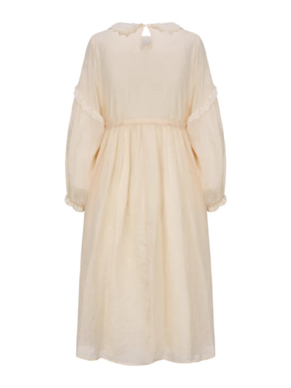 Forest Bloom Ramie Embroidered Dress