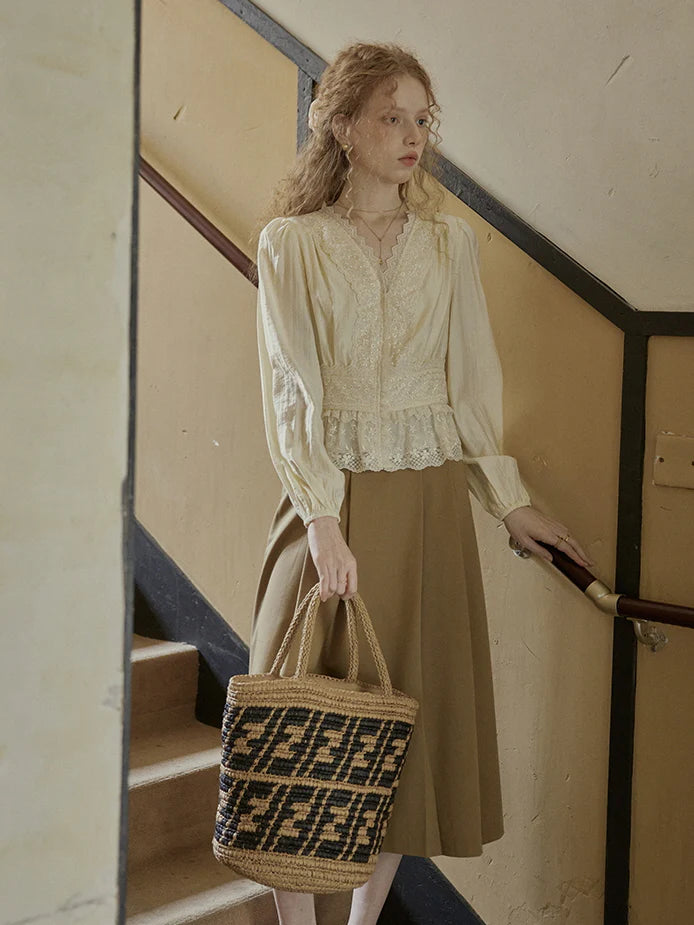 Ethereal Lace Embroidered Vintage Blouse