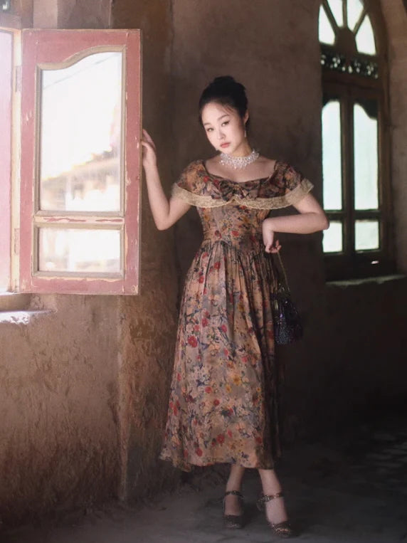 Romantic Victorian Floral Lace Dress