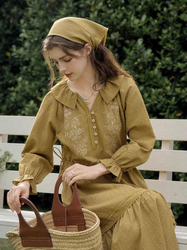 Floral Checkered Spring Dress