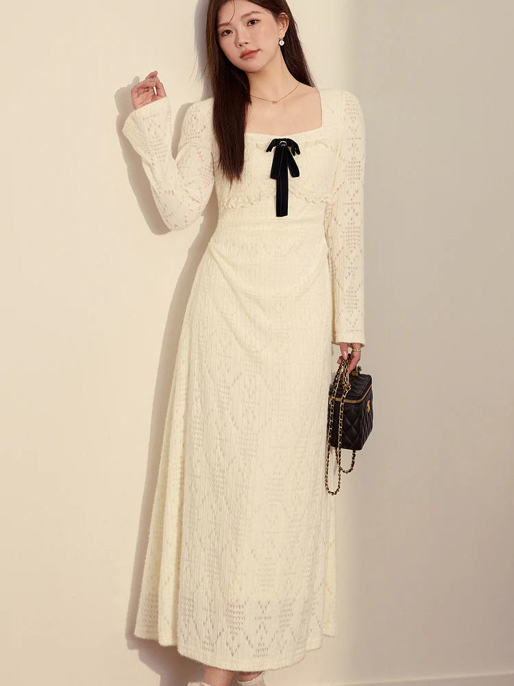 Velvet Ribbon Vintage Lace Knit Dress