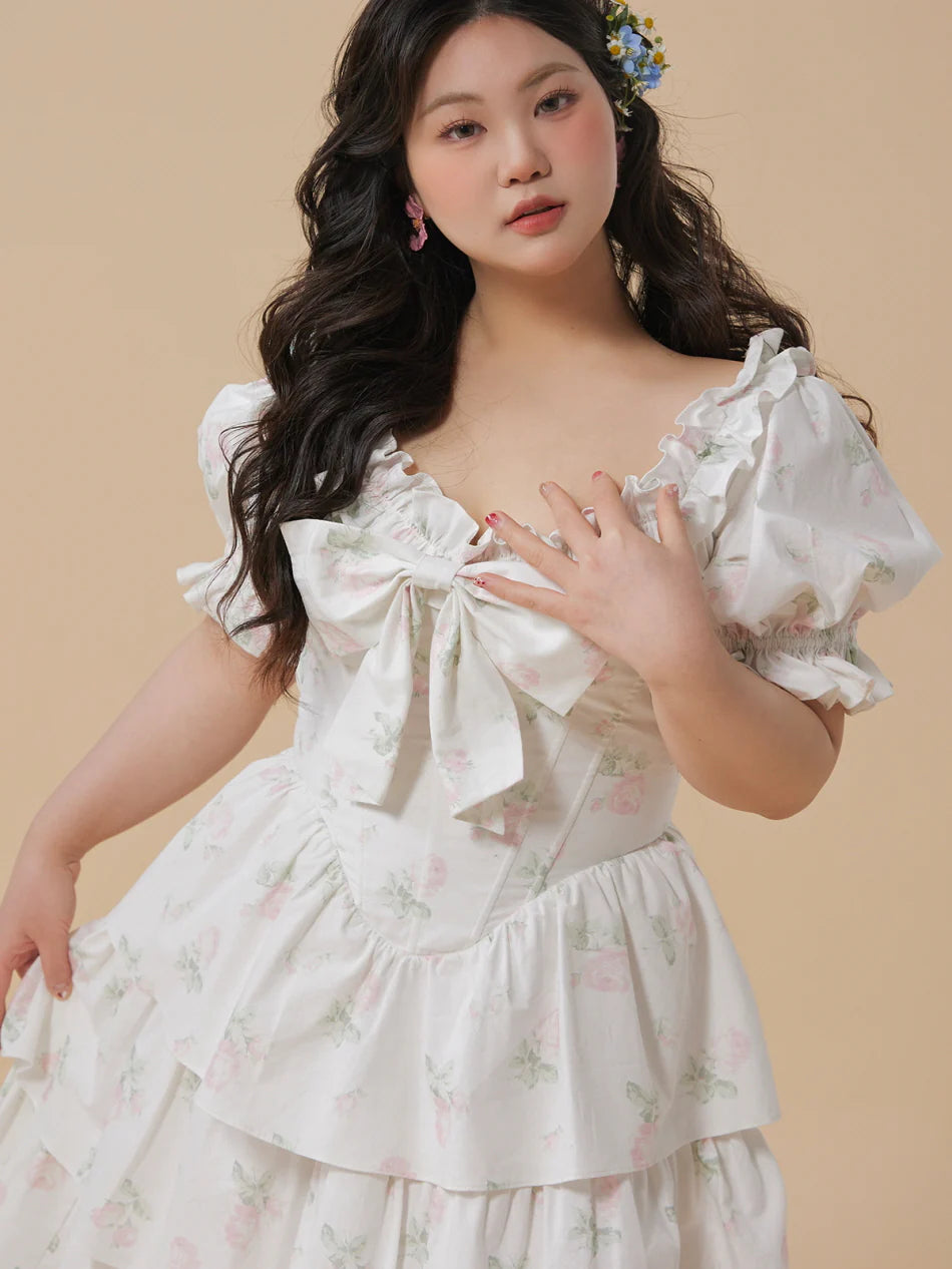 Rosy Garden Tiered Plus Size Dress