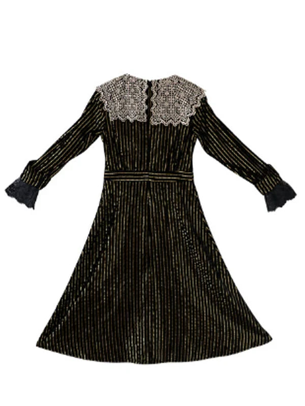 Golden Twilight Lace Dress