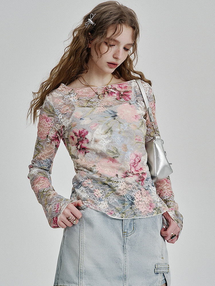 Ethereal Bloom Sheer Lace Top