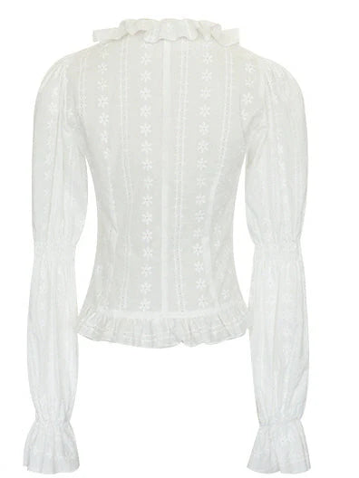 Vintage Daisy Embroidered Cotton Blouse
