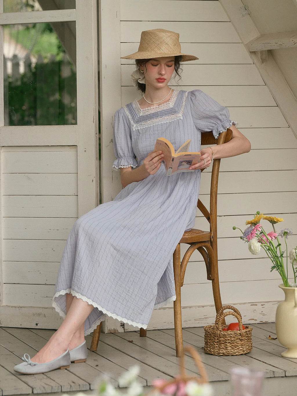 Sophia's Lace Whisper Blue Dress