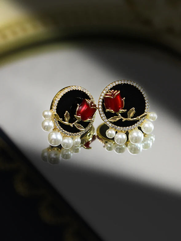 Elegant Rose Stud Earrings