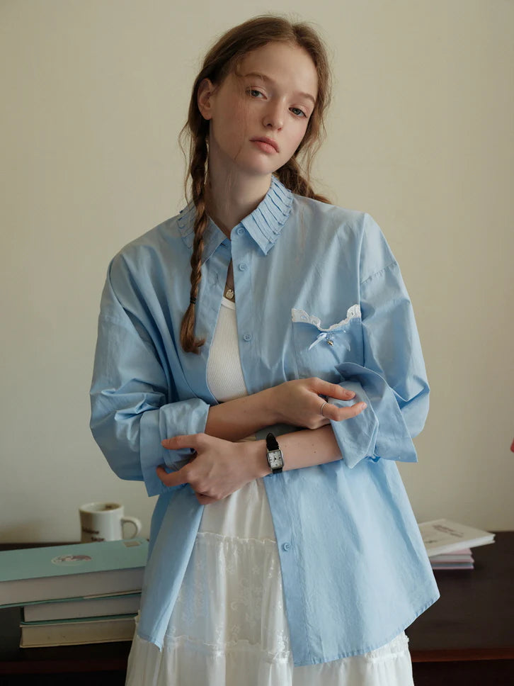 Sky Charm Cotton Blouse