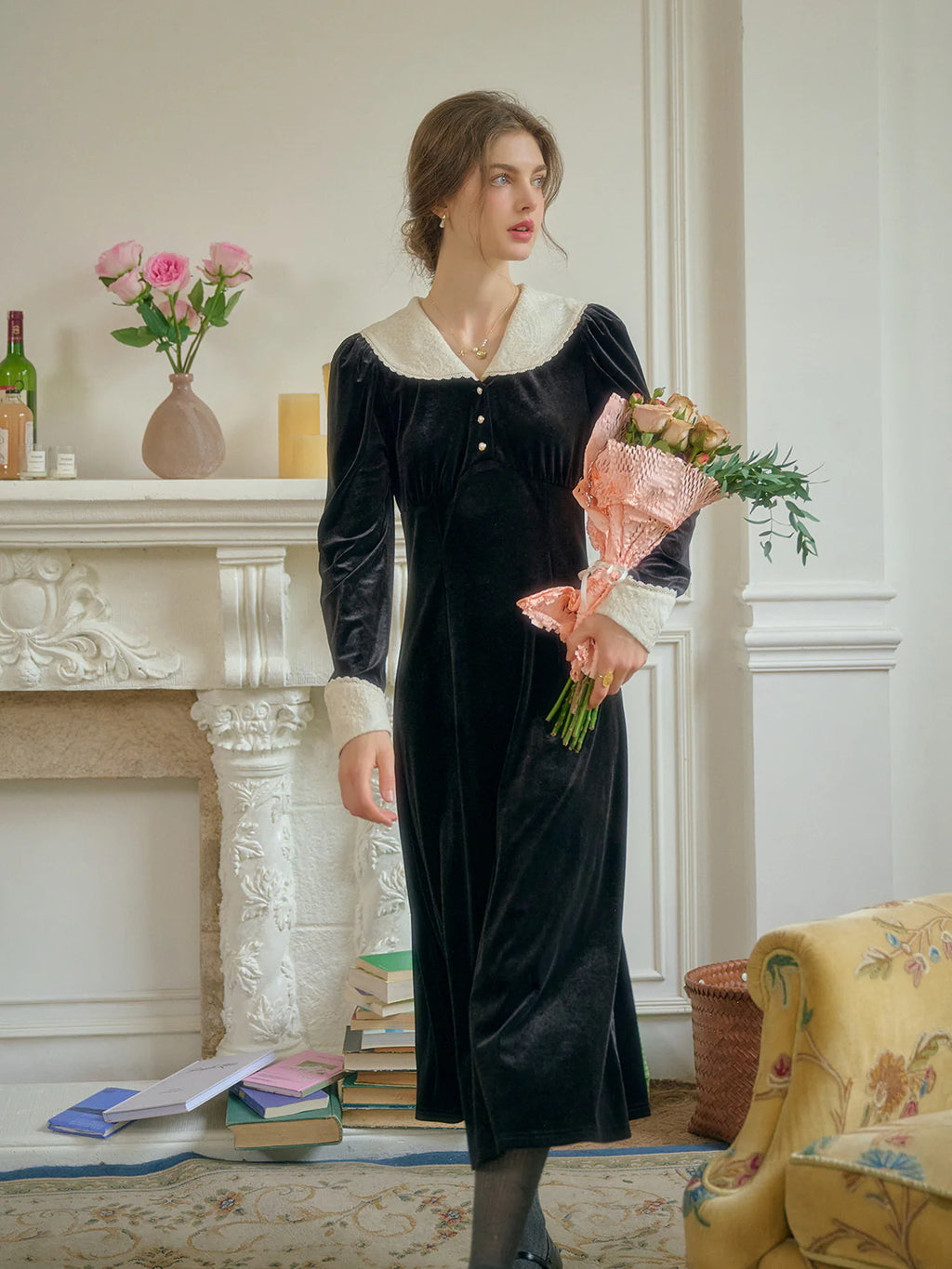 Velvet Victorian Black Elegance Dress