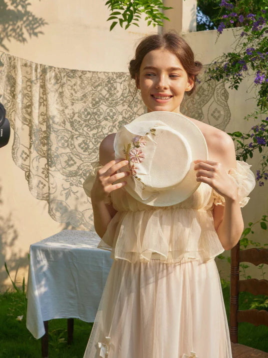 Whipped Cream Ruffle Sheer Top