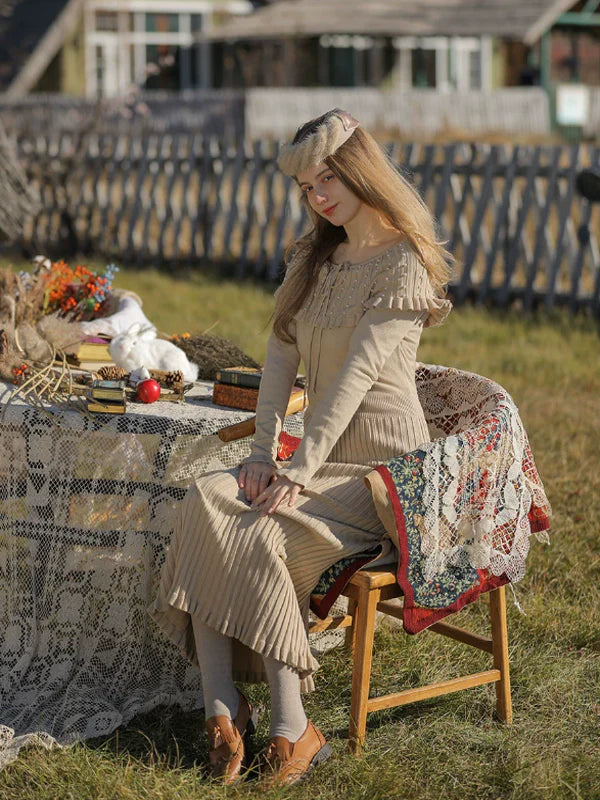 Beige Serenity of Knit Dress