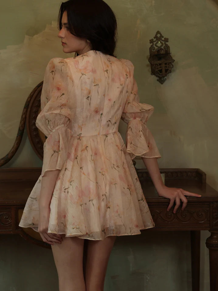 Blush Bloom Garden Ruffle Mini Dress