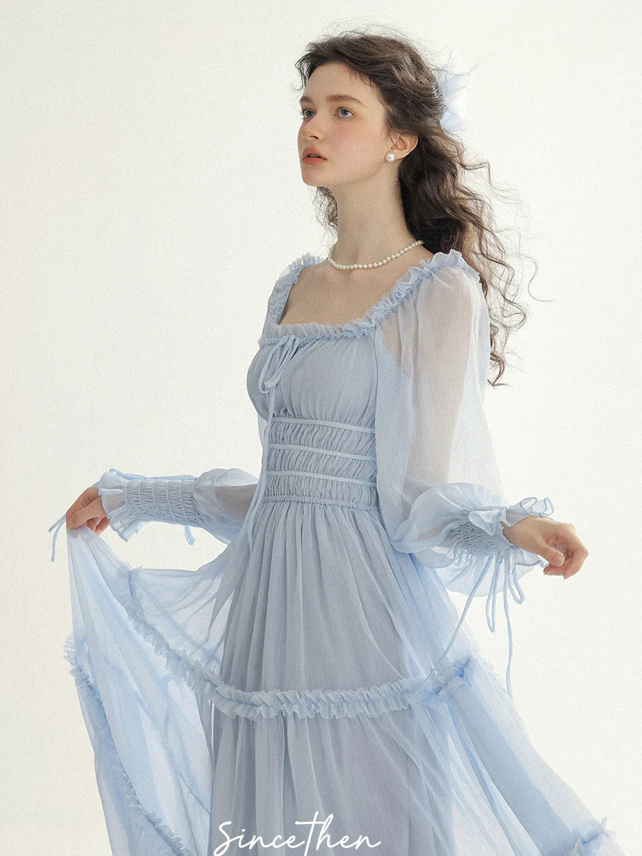 Fairy Light Blue Cloud Ruffle Dress