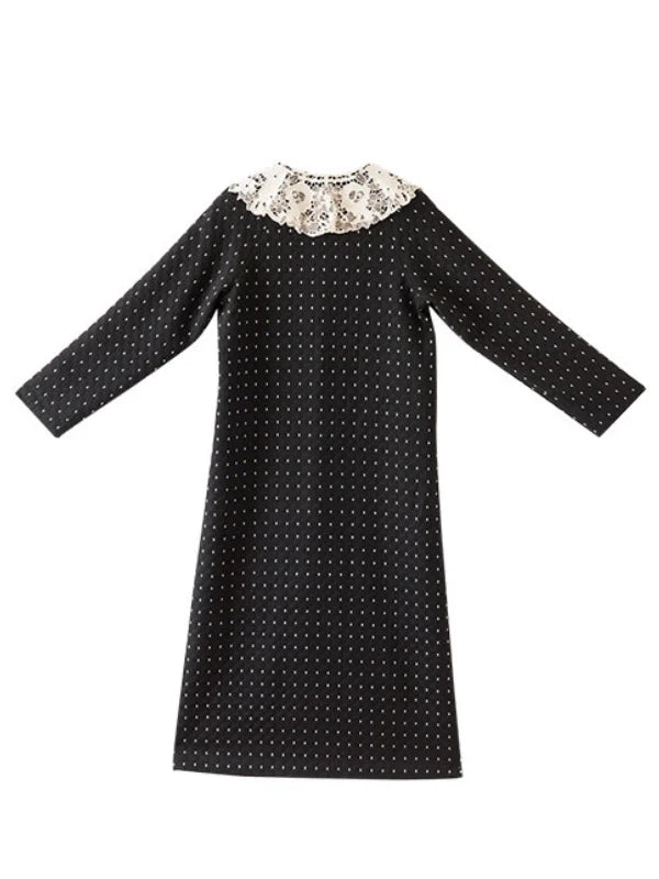 Vintage Polka Dot Lace Collar Coat