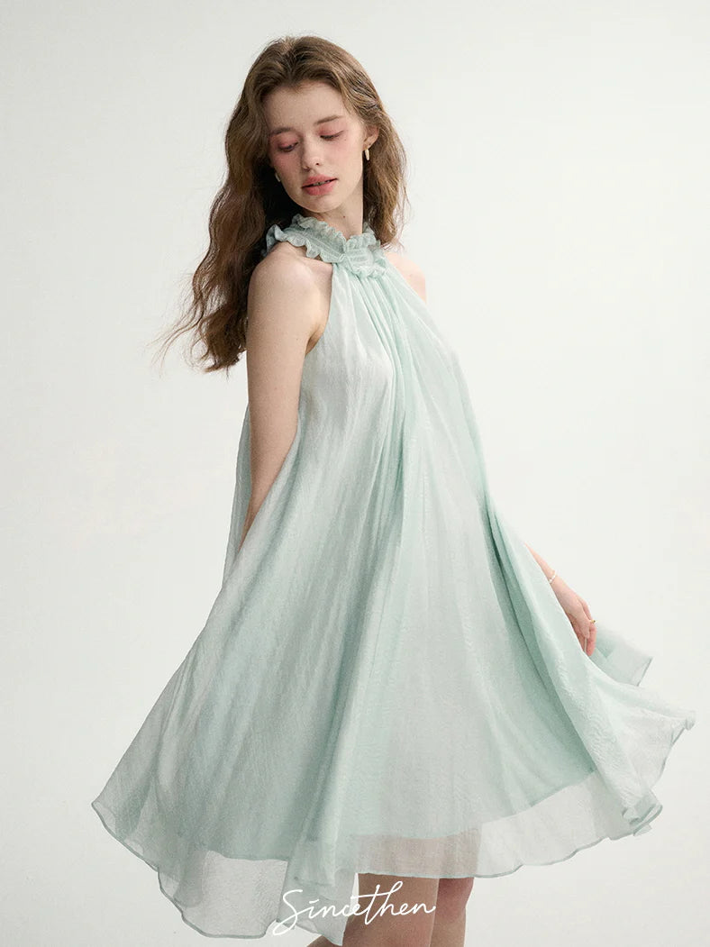 Ethereal Ruffle Halter Dress