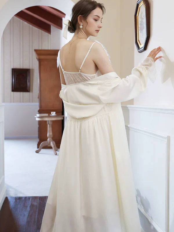 Snowy Lace Elegance Nightgown