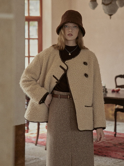 Cozy Bouclé Wool Toggle Jacket