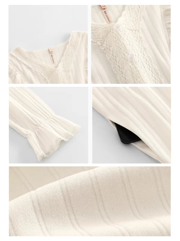 Vintage-Inspired Ivory Cotton Nightgown