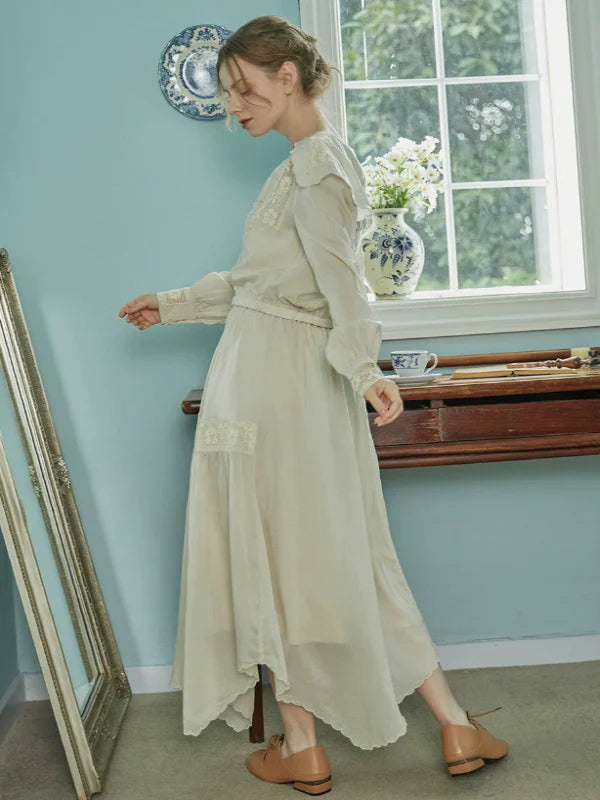 Autumn's Serene Verse Dress